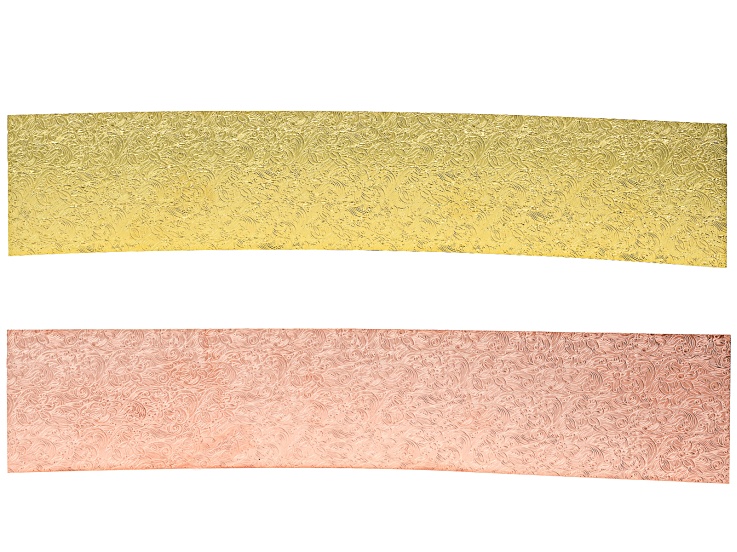 Gold Tone & Copper Floral Swirls 24 Gauge Metal Sheet Set of 2