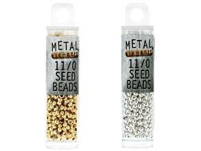 11/0 Metal Seed Beads in Sterling Silver Plated & 24K Gold Plated Set