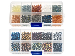 Iridescent Neutral & Transparent 4mm Round Bead Set Duo