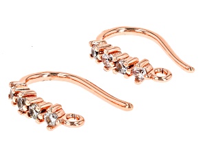 Rose Gold 18k Plated over Brass Ear Wire 5 CZ (1 Pair)