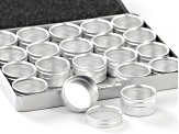 Aluminum Box with 20 Round Shape Glass Top Aluminum Containers appx 30x18mm