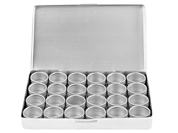Picture of Aluminum Box with 24 Round Shape Glass Top Aluminum Containers appx 25x18mm