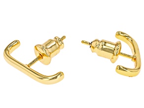 18k Gold Plated Ear Post Curve Bar and Nut (1 Pair)