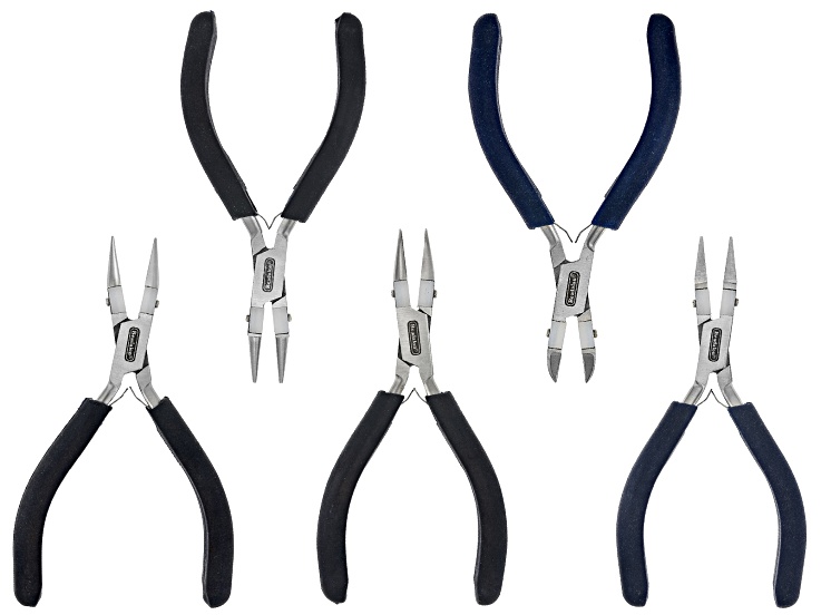 Stainless Steel with Nylon Insert Plier Kit Includes Round, Flat, Chain, Bent Chain, & Cutter