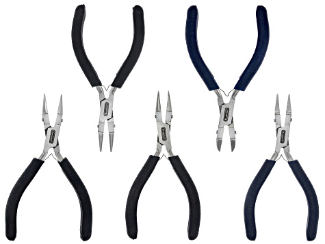 Stainless Steel with Nylon Insert Plier Kit Includes Round, Flat, Chain, Bent Chain, & Cutter