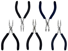 Stainless Steel with Nylon Insert Plier Kit Includes Round, Flat, Chain, Bent Chain, & Cutter