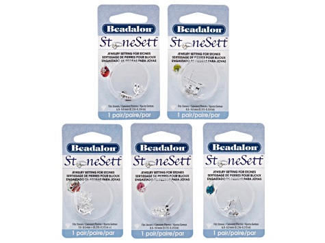 Stonesett Assorted Earrings Kit incl Silver Tone Teardrop, Bow, Swirls, Crown And Hearts Shapes