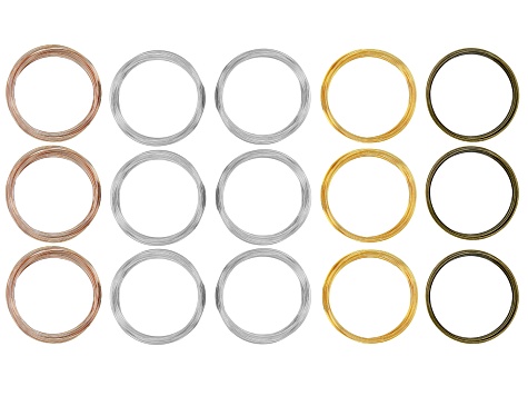 Memory Wire Round Large Bracelet in 4 Tones Set of 15 0.50oz each