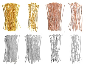 Headpin Assortment in Silver, Gold & Rose Gold Tone in 8 Styles 420 Pieces Total