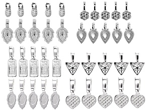 Glue on Bail Set of 40 Pieces in Silver Tone in Assorted Styles