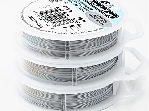 49 Strand Stainless Steel Bead Stringing Wire, .018 in (0.46 mm), Satin Silver Color, 30 ft