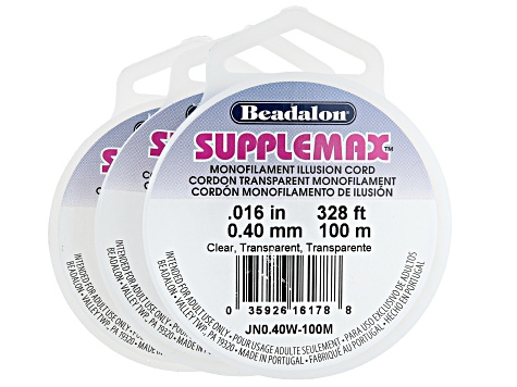 SuppleMax Extra Soft and Supple Nylon Bead Stringing Clear Illusion Cord in 3 Sizes Appx 900 Meters