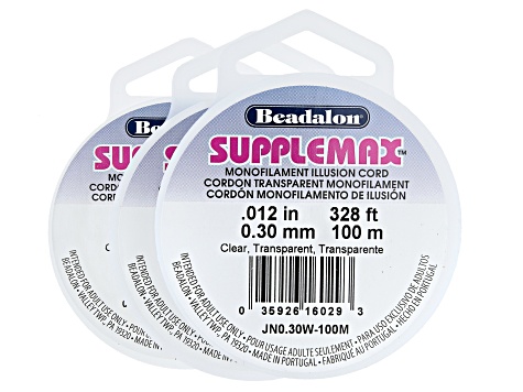SuppleMax Extra Soft and Supple Nylon Bead Stringing Clear Illusion Cord in 3 Sizes Appx 900 Meters