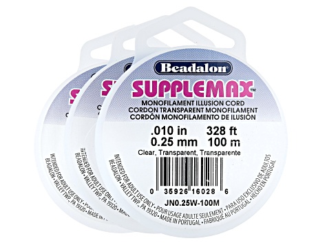 SuppleMax Extra Soft and Supple Nylon Bead Stringing Clear Illusion Cord in 3 Sizes Appx 900 Meters