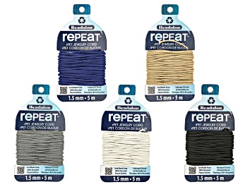 Picture of RePEaT 100% Recycled Plastic Bottle Braided Cord Appx 1.5mm in 5 Colors Appx 25M Total