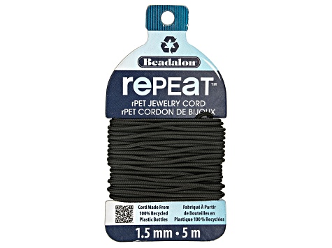 Beadalon Repeat, 100% Recycled Plastic Jewelry Bracelet Cord, 1.0 mm,  Black, 5 m