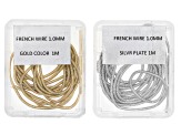 Large French Wire Appx 1mm in Silver Tone and Gold Tone Appx 2 Meters Total