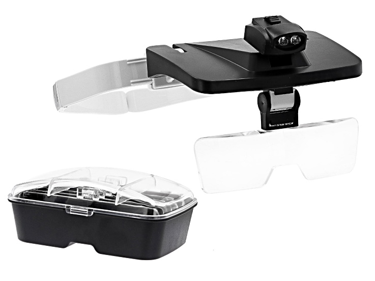 LED Illuminated Head Magnifier Visor with 4 Acrylic Lens Set