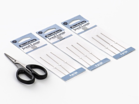 Jewel Loom Starter Kit Includes 2 Looms, Designer Beading Scissors, and Jewel Loom Needles Set of 18