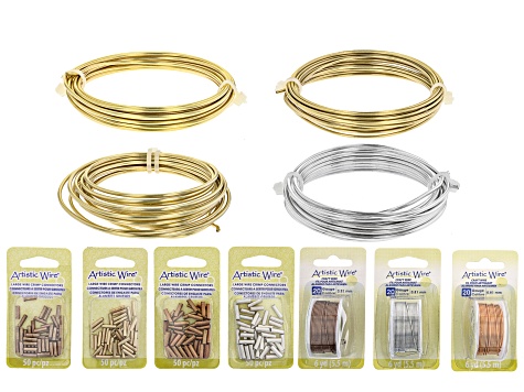 Artistic Wire Assortment in 12G, 14G, 16G, and 20G with Crimp Connectors Appx 200 Pieces Total