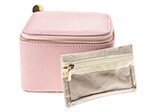 Pink Jewelry Organizing Case with 6 Removable Portable Velvet Pouches