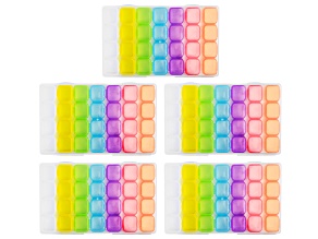 Clear Plastic 7x4x1" Container with Multicolor 1x.7x.7" Removable Containers Set of 5