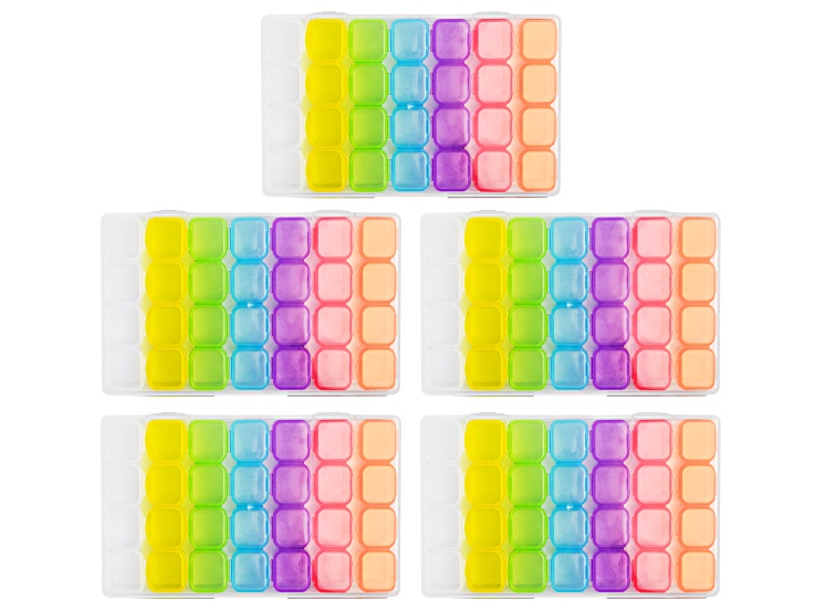 Clear Plastic 7x4x1" Container with Multicolor 1x.7x.7" Removable Containers Set of 5