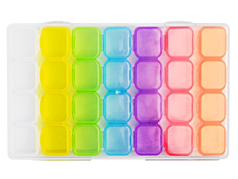 Clear Plastic 7x4x1" Container with Multicolor 1x.7x.7" Removable Containers Set of 5