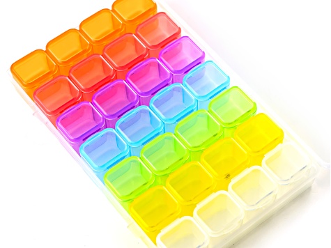 Clear Plastic 7x4x1" Container with Multicolor 1x.7x.7" Removable Containers Set of 5