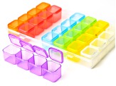 Clear Plastic 7x4x1" Container with Multicolor 1x.7x.7" Removable Containers Set of 5