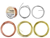 Round Wire in Bare Copper, Yellow Brass, and Fine Silver in 16G & 18G Appx 76ft Total
