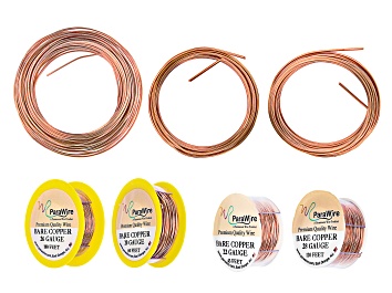 Picture of Bare Copper Round and Half Round Wire Set of 7 appx 472 Feet Total