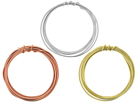 Copper, Brass, & Sterling Silver 14 Gauge Wire Kit of 3 Approximately 5 Ft Each