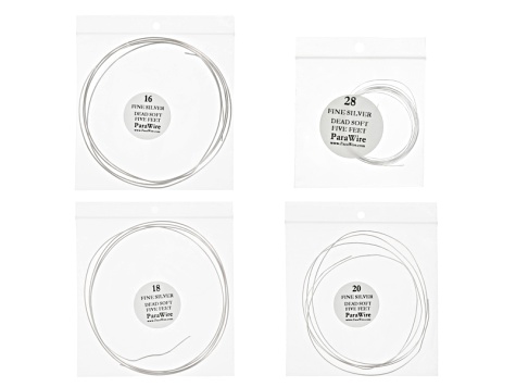 .999 Fine Silver Round Wire Kit/4 Spools in 16ga, 18ga, 20ga & 28 Ga Appx 5 ft Each