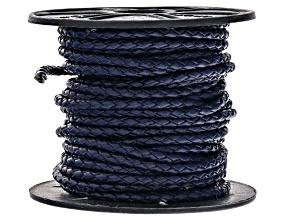 Dark Blue appx 3mm Round Bolo Leather Cord Appx 10M