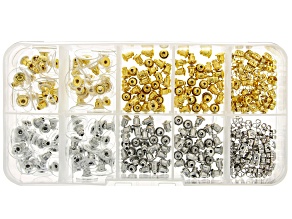 Pre-Owned Earring Back Basics Kit in Silver and Gold Tones Includes Assorted Styles Appx 300 Pieces
