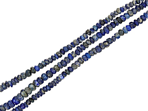 Pre-Owned Lapis Lazuli Faceted appx 4x2-5x3mm Rondelle Bead Strand Set of 3 appx 15-16"