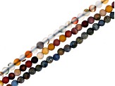 Pre-Owned Matte Dendritic Orange Agate, Mookaite, Dumortierite in Quartz Round Bead Strand Set of 3