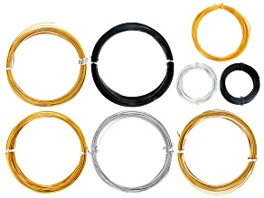 Pre-Owned Aluminum Wire Set of 8 includes 18G Round, Flat Diamond Cut and Flat Smooth in 3 Assorted