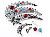 Pre-Owned Focal Pendant and Assorted Component Kit in Antiqued Silver Tone with Coral and Turquoise