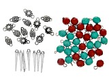 Pre-Owned Focal Pendant and Assorted Component Kit in Antiqued Silver Tone with Coral and Turquoise