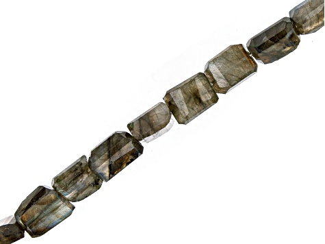 Pre-Owned Labradorite Faceted Step Cut Nugget Shaped Beads appx 10x14-12x16mm appx 15-16"