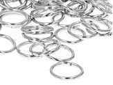 Pre-Owned Jump Rings Round Shape Silver Tone appx 8mm 100 Pieces Total