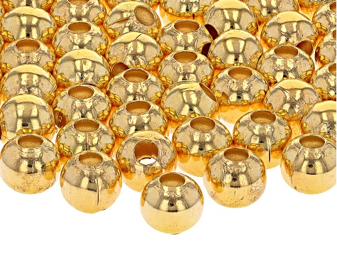Pre-Owned Metal Round Smooth Spacer Bead Kit in Gold Tone appx 10mm Contains appx 100 Pieces Total
