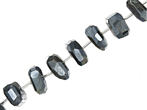Pre-Owned Labradorite Graduated Faceted appx 14x9-17x10mm Fancy Square Shape Bead Strand appx 15-16"