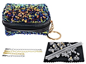 Pre-Owned Jewelry Essentials Kit in Black Sequin Zippered Pouch