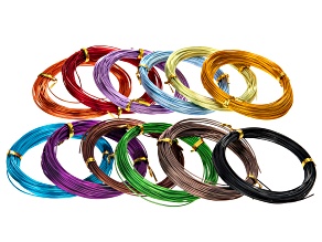 Pre-Owned Multicolor Aluminum 18 gauge Wire Rolls Approximately 10 meters in Length Set of 12