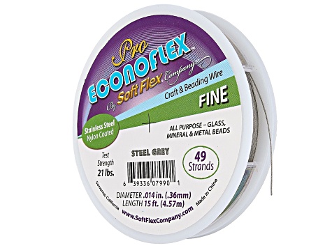 Soft Flex Pro Econoflex Hobby Beading Wire in Steel Gray Color, Appx .014" Fine Diameter, Appx 15ft