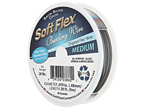 Soft Flex Bead Stringing Wire in Satin Silver Color, Appx .019 Medium  Diameter, Appx 30ft - SFW006A