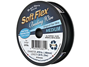 Soft Flex Bead Stringing Wire in Black Onyx Color, Appx .019" Medium Diameter, Appx 30ft